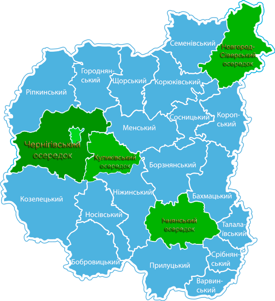  Районні осередки ЧООНСКУ на карті області 